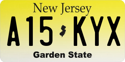 NJ license plate A15KYX