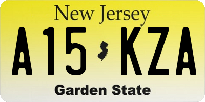 NJ license plate A15KZA
