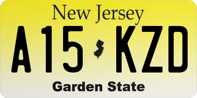 NJ license plate A15KZD