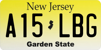 NJ license plate A15LBG