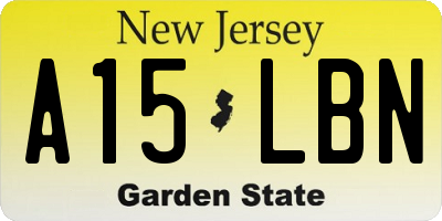 NJ license plate A15LBN