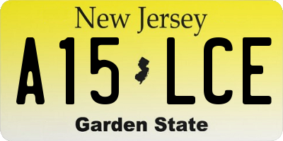 NJ license plate A15LCE