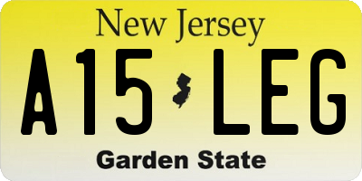 NJ license plate A15LEG