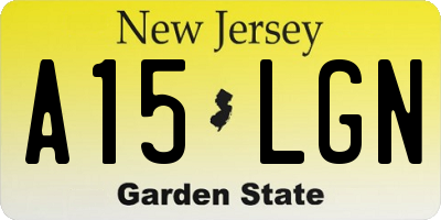 NJ license plate A15LGN