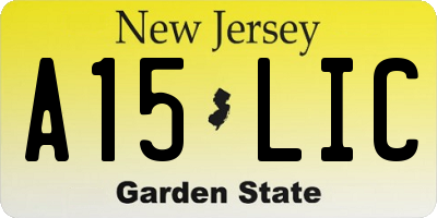 NJ license plate A15LIC