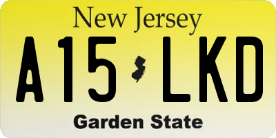 NJ license plate A15LKD