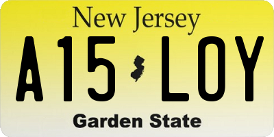 NJ license plate A15LOY