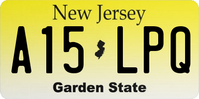 NJ license plate A15LPQ
