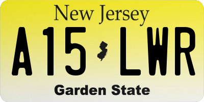 NJ license plate A15LWR