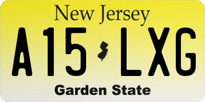 NJ license plate A15LXG