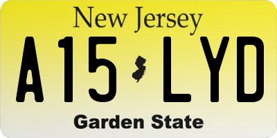 NJ license plate A15LYD