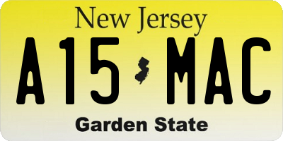 NJ license plate A15MAC