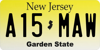 NJ license plate A15MAW