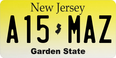 NJ license plate A15MAZ