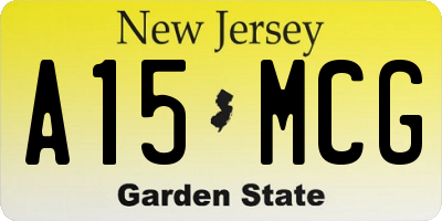 NJ license plate A15MCG