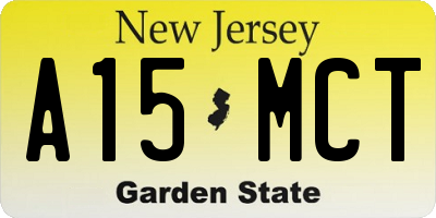 NJ license plate A15MCT
