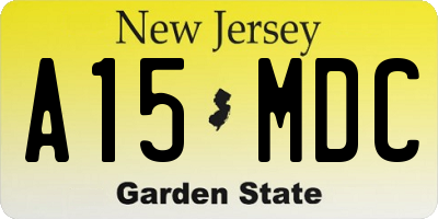 NJ license plate A15MDC