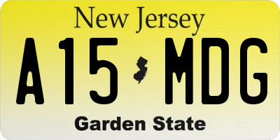 NJ license plate A15MDG