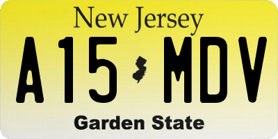 NJ license plate A15MDV