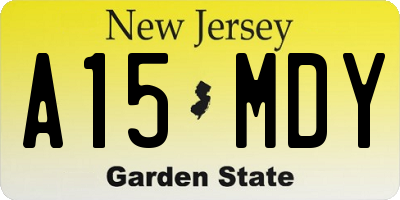 NJ license plate A15MDY