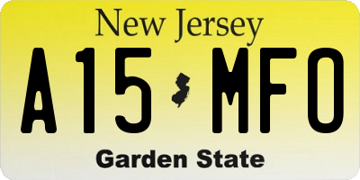 NJ license plate A15MFO