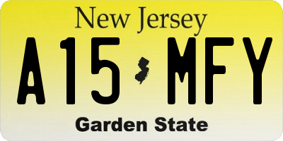 NJ license plate A15MFY