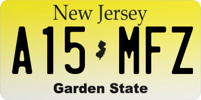 NJ license plate A15MFZ