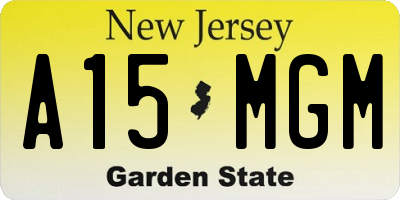 NJ license plate A15MGM
