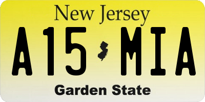 NJ license plate A15MIA