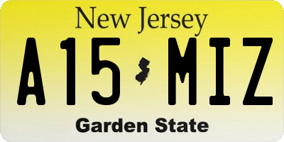 NJ license plate A15MIZ