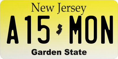 NJ license plate A15MON