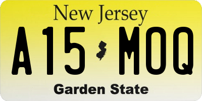 NJ license plate A15MOQ