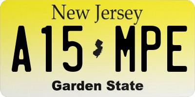 NJ license plate A15MPE