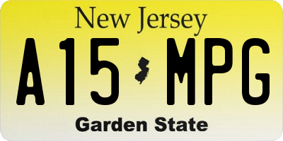 NJ license plate A15MPG