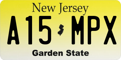 NJ license plate A15MPX
