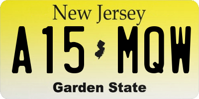NJ license plate A15MQW