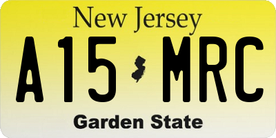 NJ license plate A15MRC