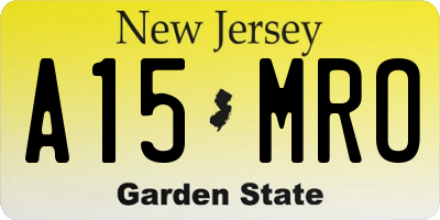 NJ license plate A15MRO