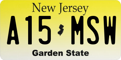 NJ license plate A15MSW