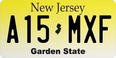 NJ license plate A15MXF