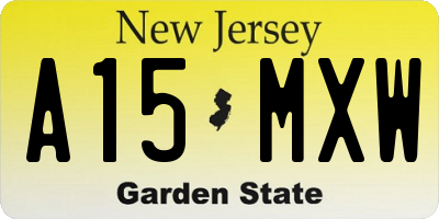 NJ license plate A15MXW