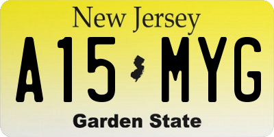 NJ license plate A15MYG