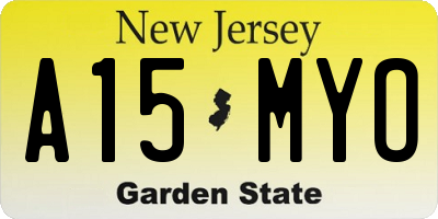 NJ license plate A15MYO