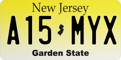 NJ license plate A15MYX