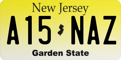 NJ license plate A15NAZ