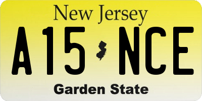NJ license plate A15NCE