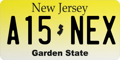 NJ license plate A15NEX
