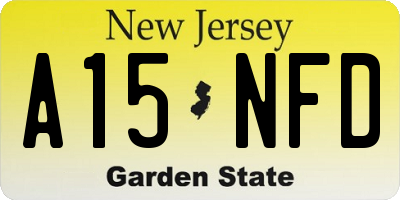 NJ license plate A15NFD