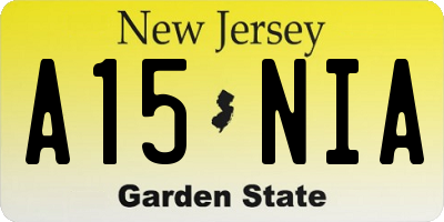 NJ license plate A15NIA