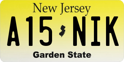 NJ license plate A15NIK